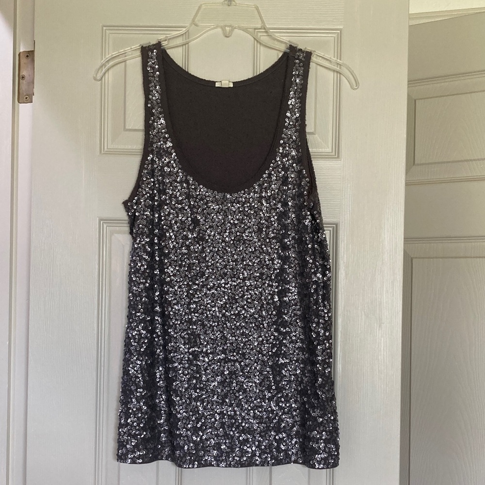J. Crew Black Sequin Tank Top